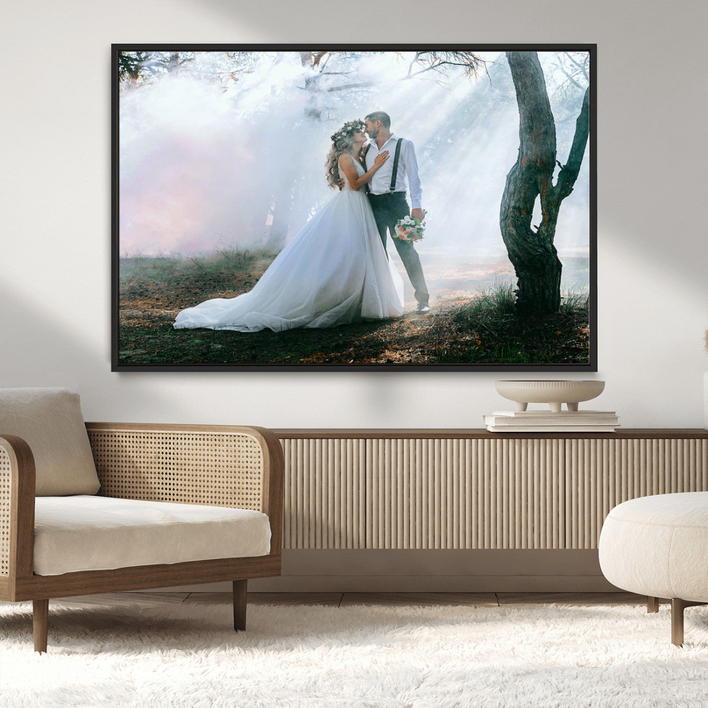 CSTM913-MGV-CV-36X24-Framed Wedding Canvas Print - Custom Wall Art Keepsake for Couples, Elegant Home Decoration Gift, Create Your Own Photo Canvas