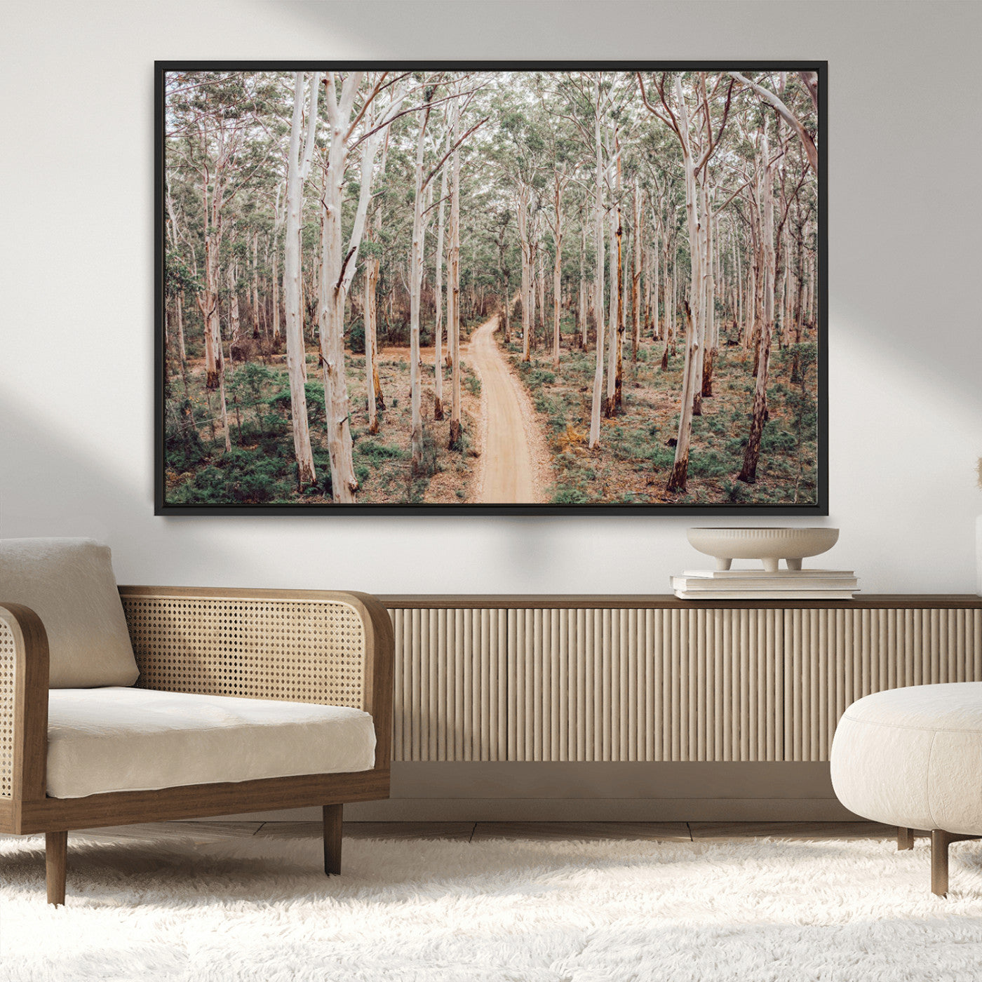 24760563-MGV-CV-36X24-Forest Wall Art – Tranquil Woodland Path Canvas Print, Scenic Nature Photography Decor for Bedroom, Living Room, Office, Cabin or