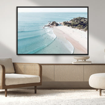 79395467-MGV-CV-36X24-Coastal Wall Art – Aerial Beach Canvas Print, Ocean Waves and Sandy Shore Photography Decor for Bedroom, Living Room, Office,