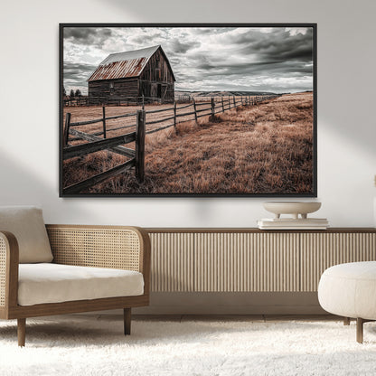 70676381-MGV-CV-36X24-Rustic Barn Wall Art – Weathered Farmhouse Canvas Print, Country Landscape Photography Decor for Bedroom, Living Room, Office,