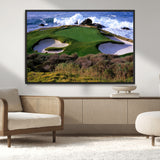 22776914-MGV-CV-36X24-Golf Course Wall Art – Oceanfront Green Canvas Print, Coastal Pebble Beach Photography Sports Decor for Living Room, Office, Man