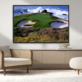 22776914-MGV-CV-36X24-Golf Course Wall Art – Oceanfront Green Canvas Print, Coastal Pebble Beach Photography Sports Decor for Living Room, Office, Man