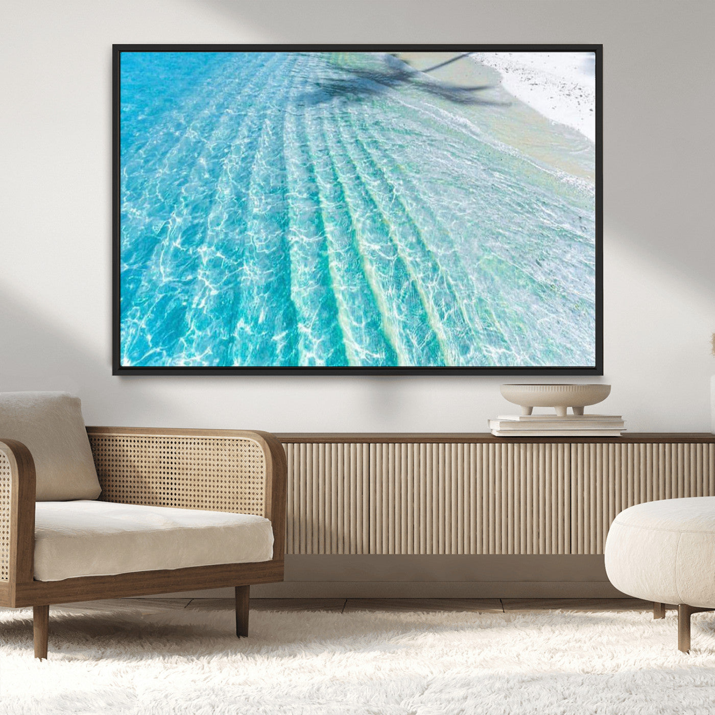 17528159-MGV-CV-36X24-Tropical Ocean Wall Art – Turquoise Water Canvas Print, Crystal Clear Beach Waves Photography Coastal Decor for Living Room,