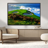 34181847-MGV-CV-36X24-Coastal Golf Course Wall Art – Panoramic Ocean Fairway Canvas Print, Scenic Sports Photography Decor for Office, Man Cave, Living