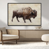 54810031-MGV-CV-36X24-Western Wall Art – Snow Covered Bison Canvas Print, Rustic Wildlife Photography Decor for Bedroom, Living Room, Office, Lodge,