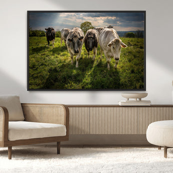 67277447-MGV-CV-36X24-Farmhouse Wall Art – Herd of Cows Canvas Print, Rustic Country Pasture Photography Decor for Bedroom, Living Room, Office, Ranch,