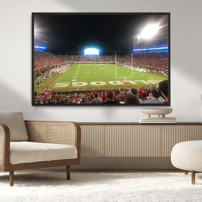 16230786-MGV-CV-36X24-Sanford Stadium Wall Art – Georgia Bulldogs Football Night Game Canvas Print, College Sports Decor for Man Cave, Bar, Office, or