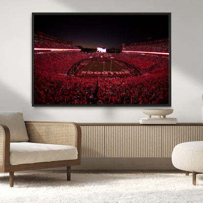 38331045-MGV-CV-36X24-Sanford Stadium Wall Art – Georgia Bulldogs Football Red Night Game Canvas Print, Electric College Sports Decor for Man Cave or