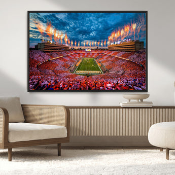 94266219-MGV-CV-36X24-Neyland Stadium Wall Art – Tennessee Volunteers Checkerboard Game Day Canvas Print, College Football Fireworks Decor for Man Cave