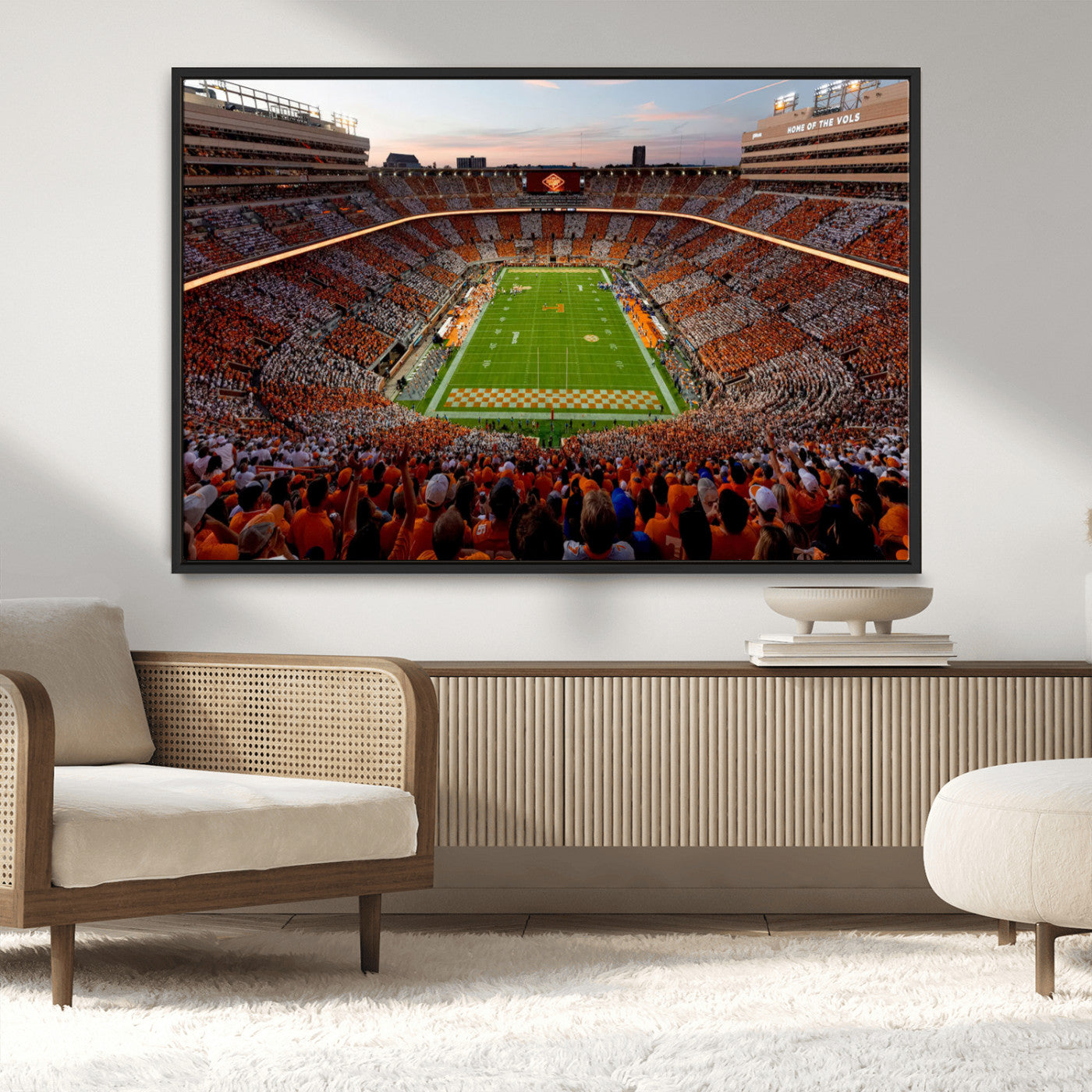 37160229-MGV-CV-36X24-Tennessee Volunteers Wall Art – Neyland Stadium Sunset Checkerboard Game Canvas Print, Vols Football Panorama Sports Decor