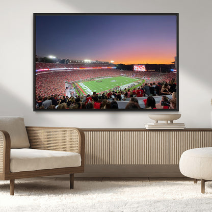 25139565-MGV-CV-36X24-Sanford Stadium Wall Art – Panoramic Georgia Bulldogs Sunset Football Game Canvas Print, Red Crowd Sports Decor for Office, Man