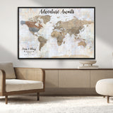 30792405-MGV-CV-36X24-Personalized World Map Wall Art – Rustic Beige Adventure Travel Map with Custom Couple Names, Vintage Wall Decor for Home or