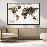 33631532-MGV-CV-36X24-Personalized World Map Wall Art – Dark Vintage Adventure Travel Map with Custom Names, Rustic Wall Decor for Couples, Home or