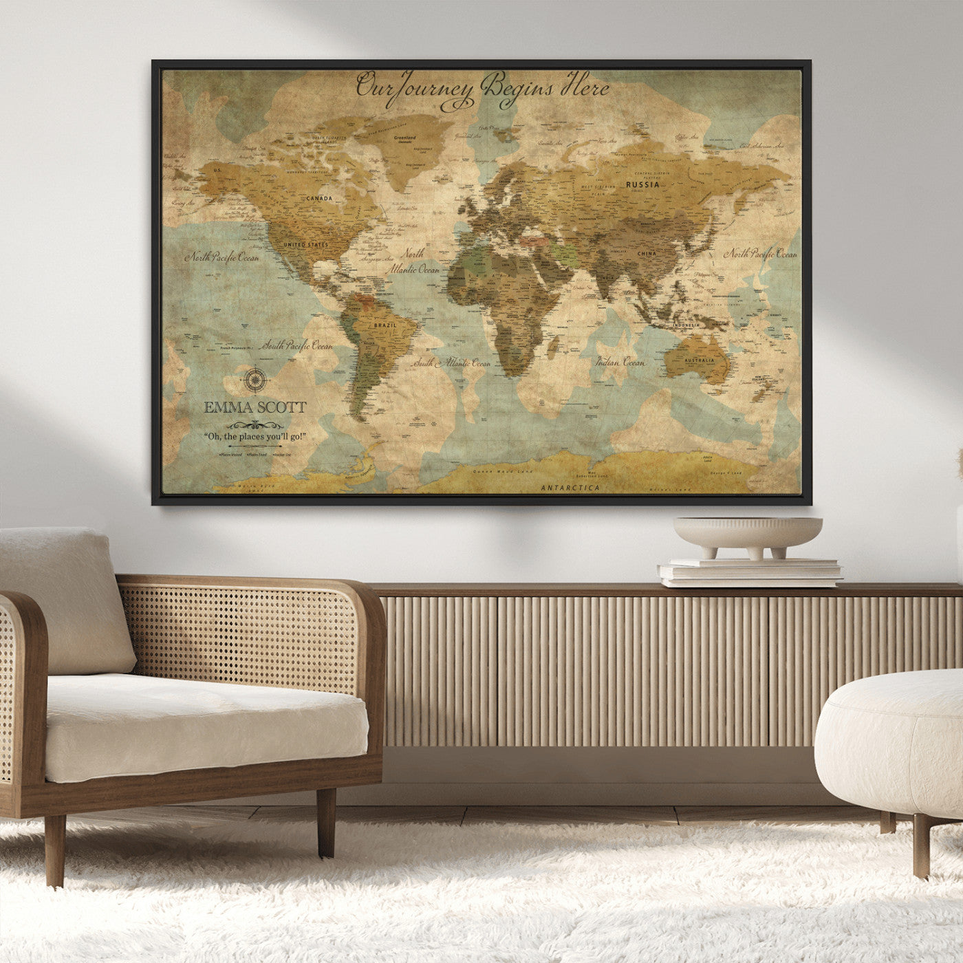 54795344-MGV-CV-36X24-Personalized World Map Wall Art – Vintage Adventure Travel Map with Custom Names, Rustic Wall Décor for Couples, Families