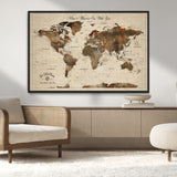 48225643-MGV-FC-36X24_Black-Personalized World Map Wall Art – Rustic Vintage Adventure Travel Map with Custom Couple Names, Romantic Wall Decor for Home or