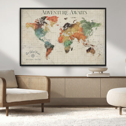 24737989-MGV-CV-36X24-Personalized World Map Wall Art – Colorful Vintage Adventure Travel Map with Custom Names, Unique Wall Decor for Couples,