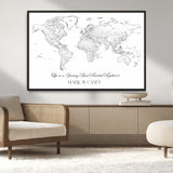 43438578-MGV-CV-36X24-Personalized World Map Wall Art – Black and White Minimal Travel Map with Custom Names, Elegant Wall Decor for Couples, Wedding or