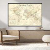 57950315-MGV-CV-36X24-Personalized World Map Wall Art – Vintage Beige Travel Map with Custom Names, Romantic Anniversary Gift for Couples, Adventure
