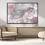 16416-MGV-CV-36X24-Blush Marble Wall Art Canvas Print, Framed Rose Gold Art Picture Print, Pink Cloudy Perfect Modern Glam Decor Artwork
