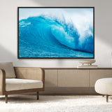 15566-MGV-CV-36X24-Ocean Wave Wall Art Canvas Print, Framed Curling Wave Art Picture Print, Vibrant Surf Wave Perfect Coastal Surf Decor Artwork