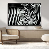 43631-MGV-CV-36X24-Zebra Wall Art – Black & White Safari Wildlife Canvas Print, Modern Animal Photography Decor for Living Room, Office, or Bedroom
