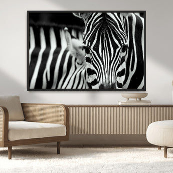 43631-MGV-CV-36X24-Zebra Wall Art – Black & White Safari Wildlife Canvas Print, Modern Animal Photography Decor for Living Room, Office, or Bedroom