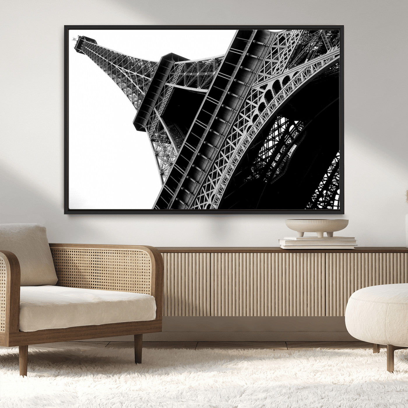 89033-MGV-CV-36X24-Eiffel Tower Wall Art – Dramatic Black and White Architectural Canvas Print, Modern Paris Decor for Office, Living Room or