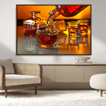 18250-MGV-CV-36X24-Whiskey Pour Wall Art – Captivating Whiskey Splash Canvas Print, Elegant Bar or Home Lounge Decor for Office, Man Cave or Living