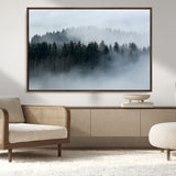 42596-MGV-CV-36X24-Misty Forest Wall Art – Atmospheric Pine Trees Canvas Print, Nature Landscape Decor for Living Room, Bedroom, Office, or Cabin