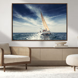 75430-MGV-CV-36X24-Sailing Boat Wall Art – Dynamic Ocean Yacht Canvas Print, Nautical Decor for Living Room, Office, Beach House or Cabin