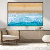 43046-MGV-CV-36X24-Aerial Beach Wall Art – Serene Ocean Waves & Sandy Shore Canvas Print, Coastal Home Decor for Living Room, Bedroom or Office