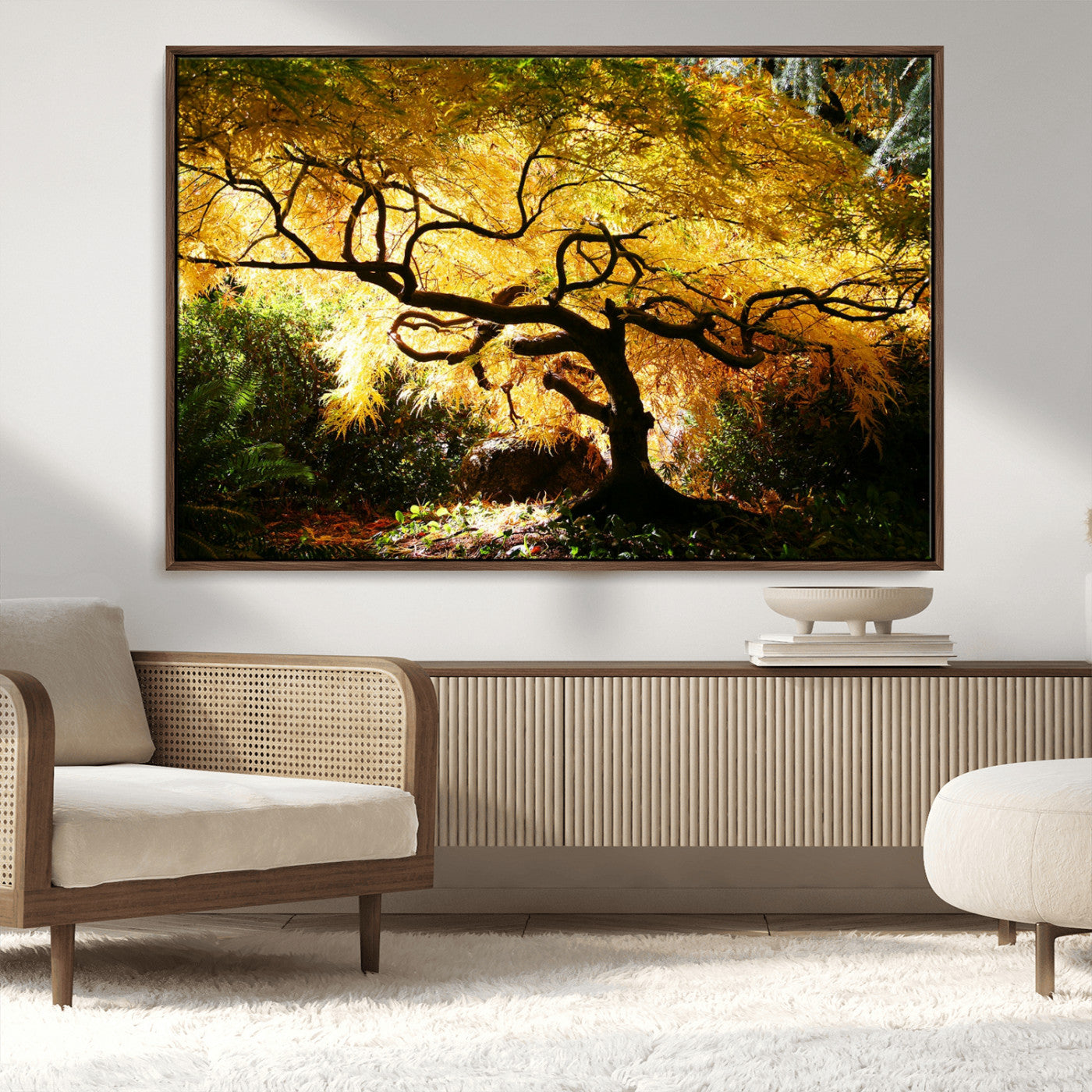 19067-MGV-CV-36X24-Golden Canopy Wall Art – Panoramic Autumn Tree Canvas Print, Warm Seasonal Decor for Living Room, Office or Garden Space