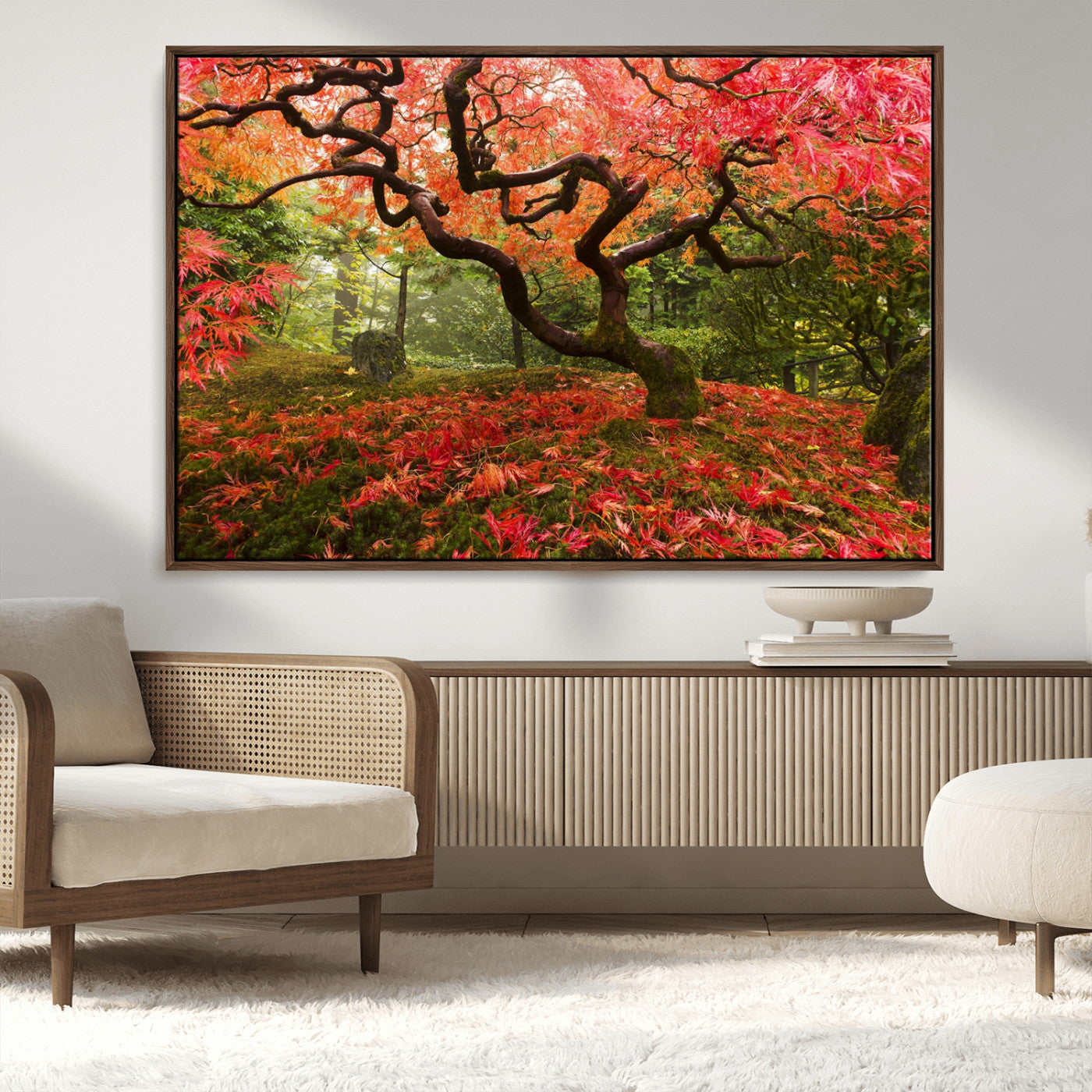 73343-MGV-CV-36X24-Autumn Maple Wall Art – Panoramic Vibrant Red Maple Tree Canvas Print, Seasonal Nature Decor for Office, Living Room or Garden