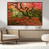 73343-MGV-CV-36X24-Autumn Maple Wall Art – Panoramic Vibrant Red Maple Tree Canvas Print, Seasonal Nature Decor for Office, Living Room or Garden