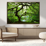 18094-MGV-CV-36X24-Emerald Canopy Wall Art – Panoramic Lush Green Tree Canvas Print, Serene Nature Decor for Office, Living Room or Meditation Space