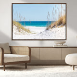 58498-MGV-CV-36X24-White Sandy Beach Wall Art – Panoramic Coastal Canvas Print, Ocean View Decor for Living Room, Bedroom, Office, Relaxing Seaside