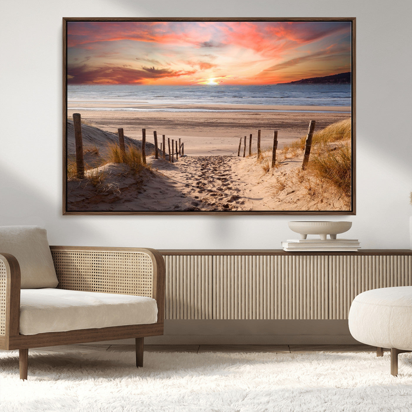 78111-MGV-CV-36X24-Sunset Pathway Wall Art – Panoramic Coastal Canvas Print, Tranquil Beach Decor for Living Room, Office or Bedroom