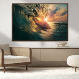 55359-MGV-CV-36X24-Radiant Ocean Wave Wall Art – Panoramic Surf Canvas Print, Vibrant Sunset Beach Decor for Home, Office or Man Cave