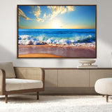 50522-MGV-CV-36X24-Ocean Sunrise Wall Art – Peaceful Beach Waves and Golden Horizon Canvas Print, Coastal Seascape Decor for Home or Office
