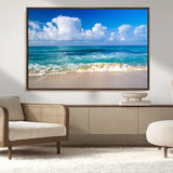 60364-MGV-CV-36X24-Tropical Ocean Wave Wall Art – Serene Blue Sea and White Sand Beach Canvas Print, Coastal Landscape Decor for Living Room, Bedroom