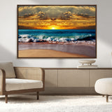 83389-MGV-CV-36X24-Ocean Sunrise Wall Art – Vibrant Beach Waves Canvas Print, Coastal Seascape Decor for Living Room or Office