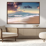 42253-MGV-CV-36X24-Serene Beach Waves Wall Art – Tranquil Ocean Horizon Canvas Print, Coastal Seascape Decor for Living Room or Office Wall