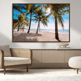 98175-MGV-CV-36X24-Tropical Palm Beach Wall Art – Relaxing Ocean Shore Canvas Print with Palm Trees, Coastal Summer Decor for Living Room, Bedroom or