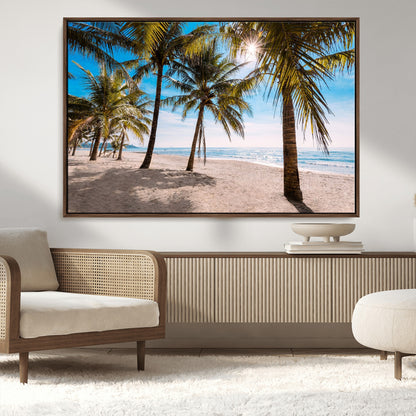 98175-MGV-CV-36X24-Tropical Palm Beach Wall Art – Relaxing Ocean Shore Canvas Print with Palm Trees, Coastal Summer Decor for Living Room, Bedroom or