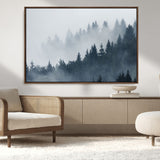 23671-MGV-CV-36X24-Misty Forest Wall Art – Serene Foggy Pine Trees Landscape Canvas Print, Tranquil Nature Decor for Living Room, Bedroom or Office
