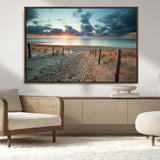 25788-MGV-CV-36X24-Sunset Beach Path Wall Art – Scenic Coastal Dunes and Ocean Canvas Print, Tranquil Seaside Landscape Decor for Living Room or