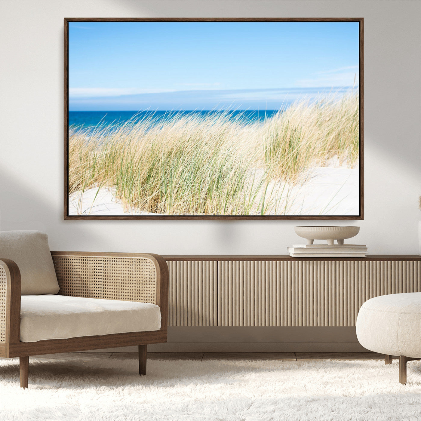 96913-MGV-CV-36X24-Coastal Dunes Wall Art – Serene Beach Grass and Blue Ocean Canvas Print, Relaxing Seaside Nature Decor for Living Room, Bedroom or