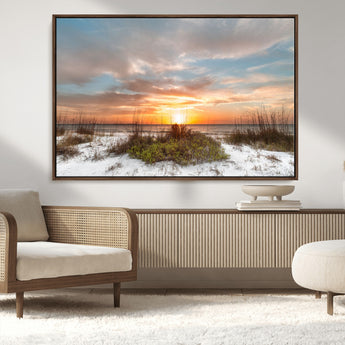 91064-MGV-CV-36X24-Beach Sunset Wall Art – Coastal Sand Dunes and Ocean Horizon Canvas Print, Seaside Landscape Wall Decor for Living Room, Bedroom