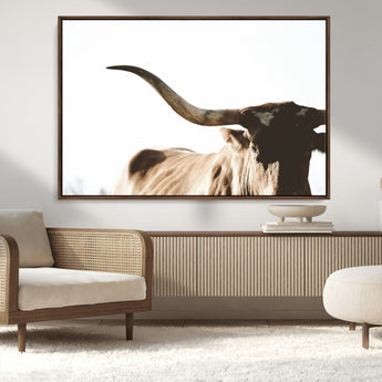 35866-MGV-CV-36X24-Texas Longhorn Wall Art – Rustic Western Bull Canvas Print, Farmhouse Animal Photography Decor for Living Room, Office, or Ranch