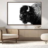 68780-MGV-FC-36X24_Walnut-Bison Close-Up Wall Art – Black and White Buffalo Canvas Print, Rustic Wildlife Photography Decor for Living Room, Office, or